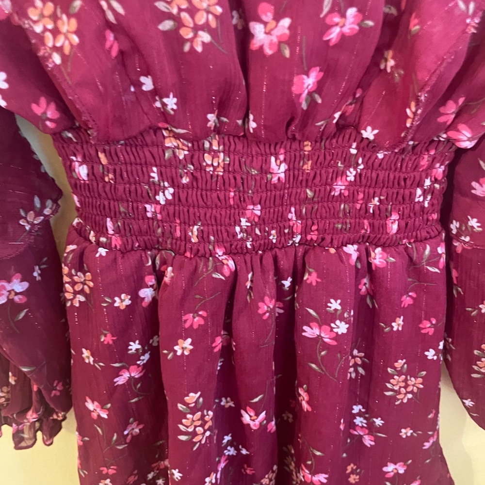☀️Floral Burgundy Dress-Trende Girl - Picture 2 of 5